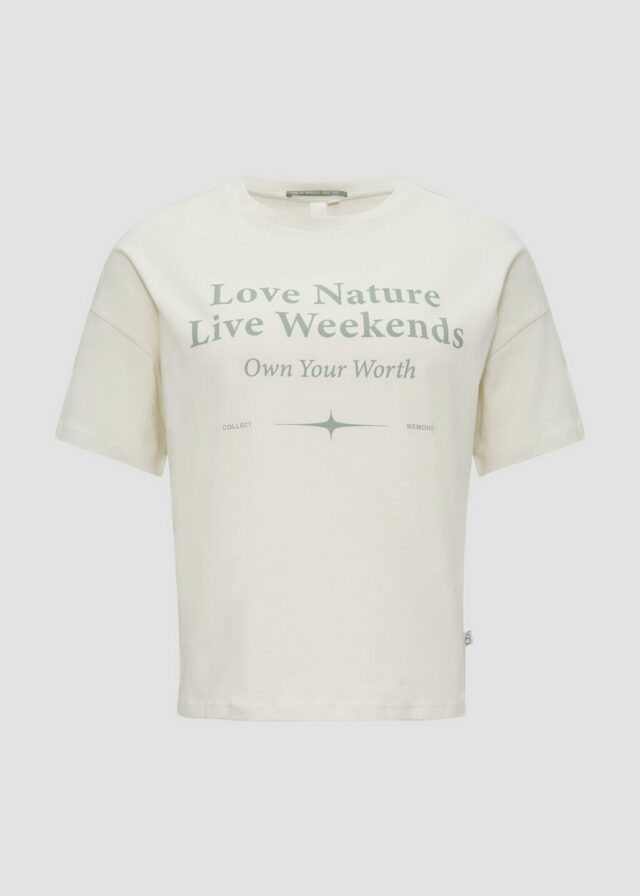 Verkürztes Baumwollshirt mit Frontprint