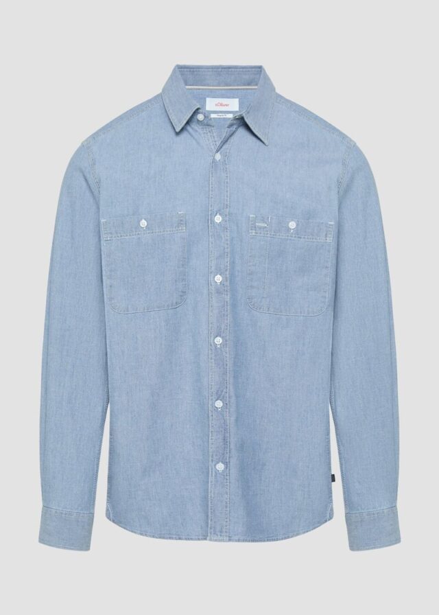 Regular Fit: Baumwollhemd aus Chambray
