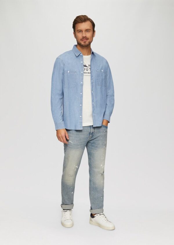Regular Fit: Baumwollhemd aus Chambray