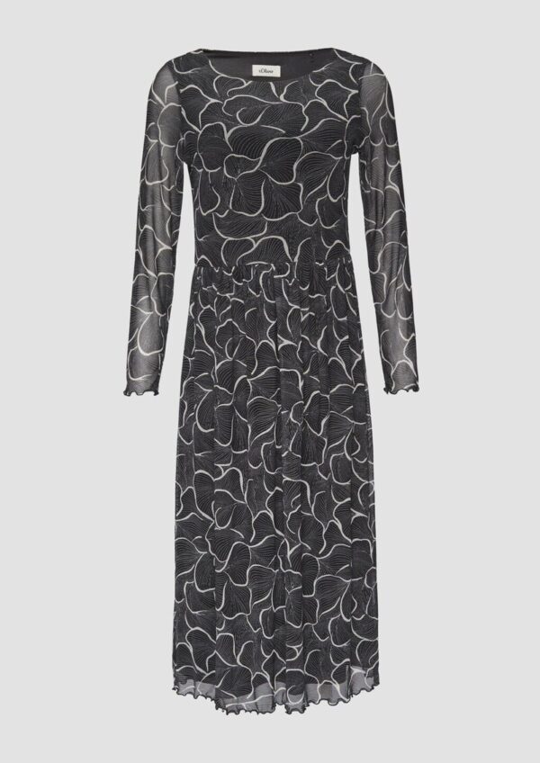 Mesh-Kleid mit U-Boot-Ausschnitt