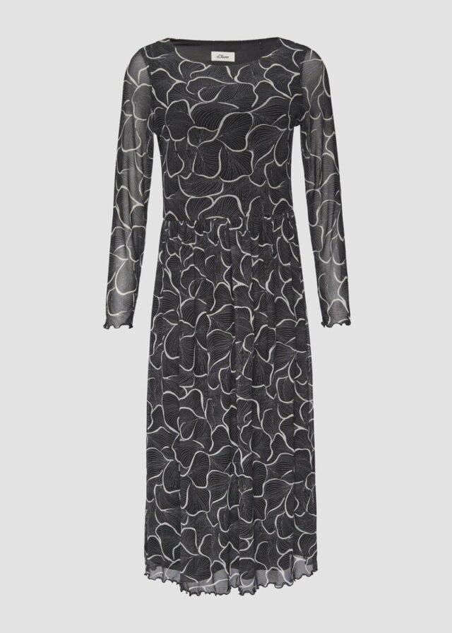 Mesh-Kleid mit U-Boot-Ausschnitt