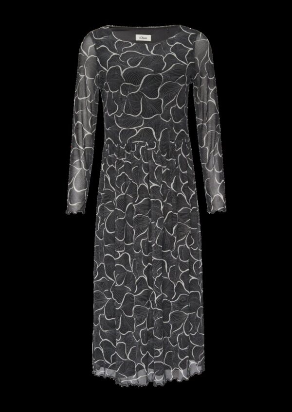 Mesh-Kleid mit U-Boot-Ausschnitt