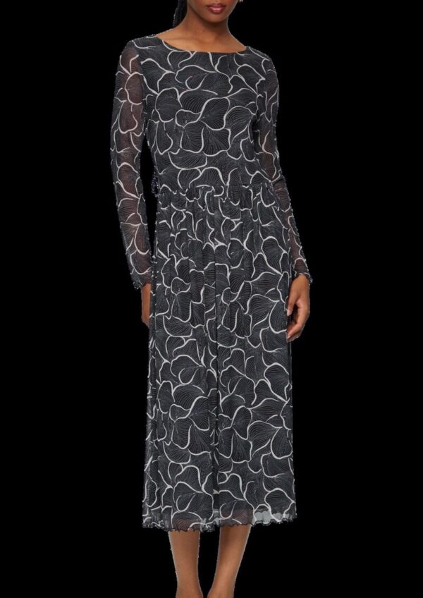 Mesh-Kleid mit U-Boot-Ausschnitt