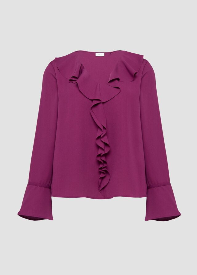 Volantbluse mit V-Ausschnitt