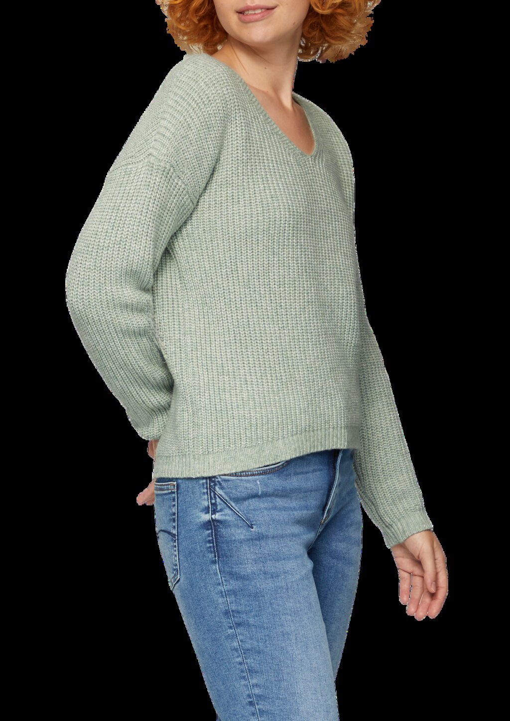 Pullover mit überschnittenen Schultern in Melange-Optik