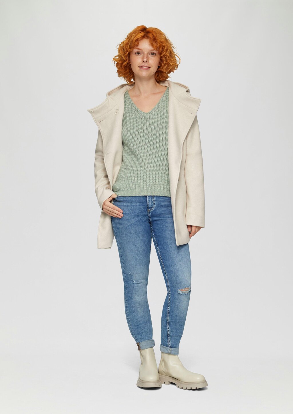 Pullover mit überschnittenen Schultern in Melange-Optik