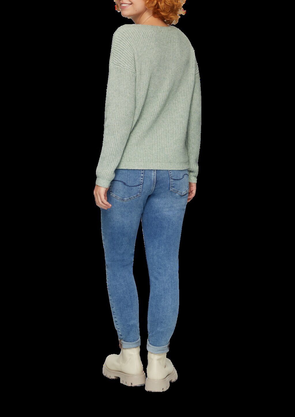 Pullover mit überschnittenen Schultern in Melange-Optik