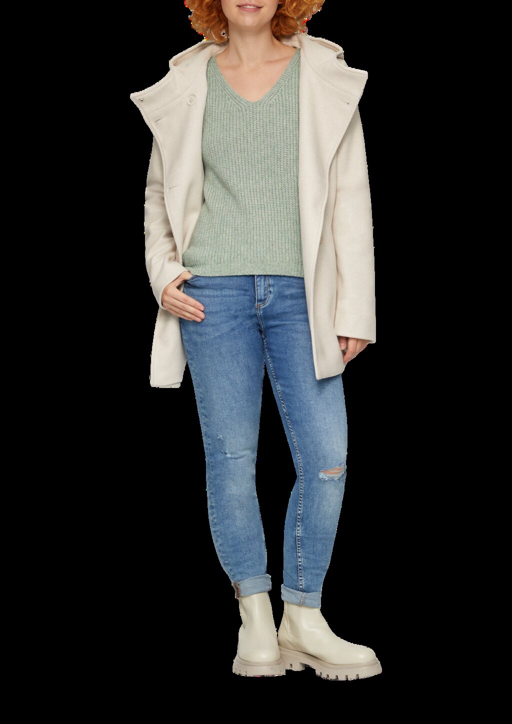 Pullover mit überschnittenen Schultern in Melange-Optik