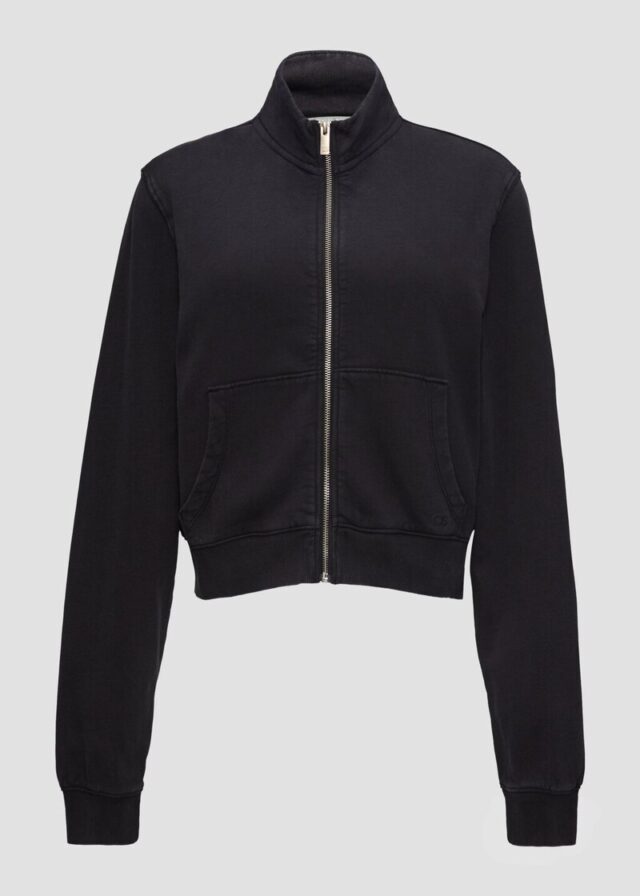 Verkürzte Sweatshirt-Jacke mit Waschung