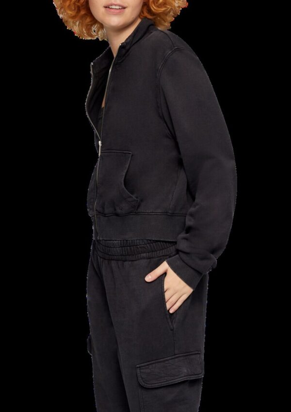 Verkürzte Sweatshirt-Jacke mit Waschung