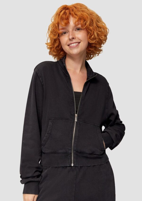 Verkürzte Sweatshirt-Jacke mit Waschung