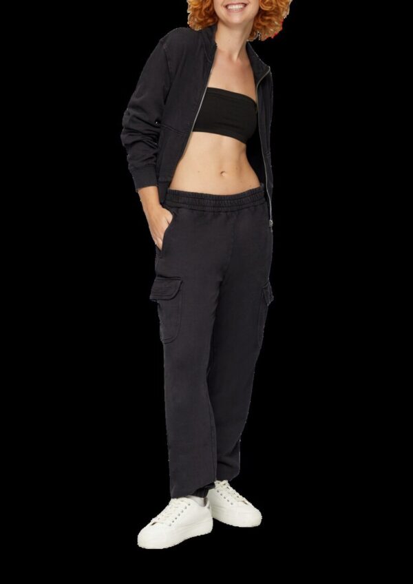 Verkürzte Sweatshirt-Jacke mit Waschung