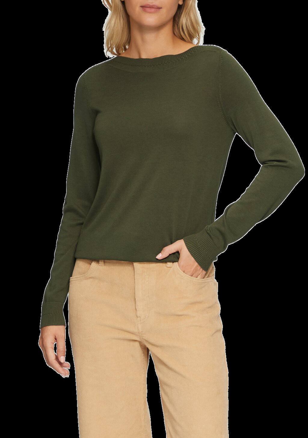 Strickpullover mit U-Boot-Ausschnitt