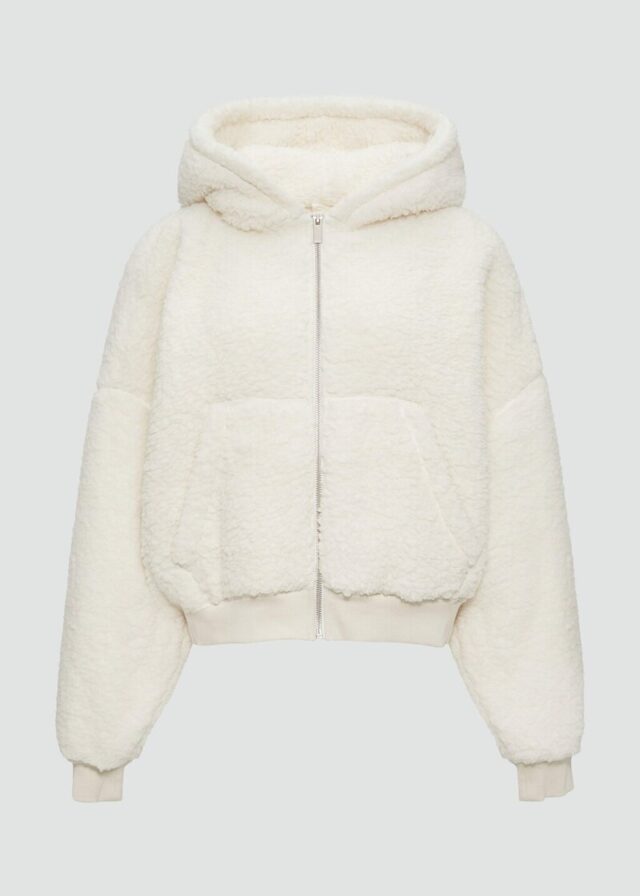 Oversized Sweatjacke aus Teddy-Plüsch