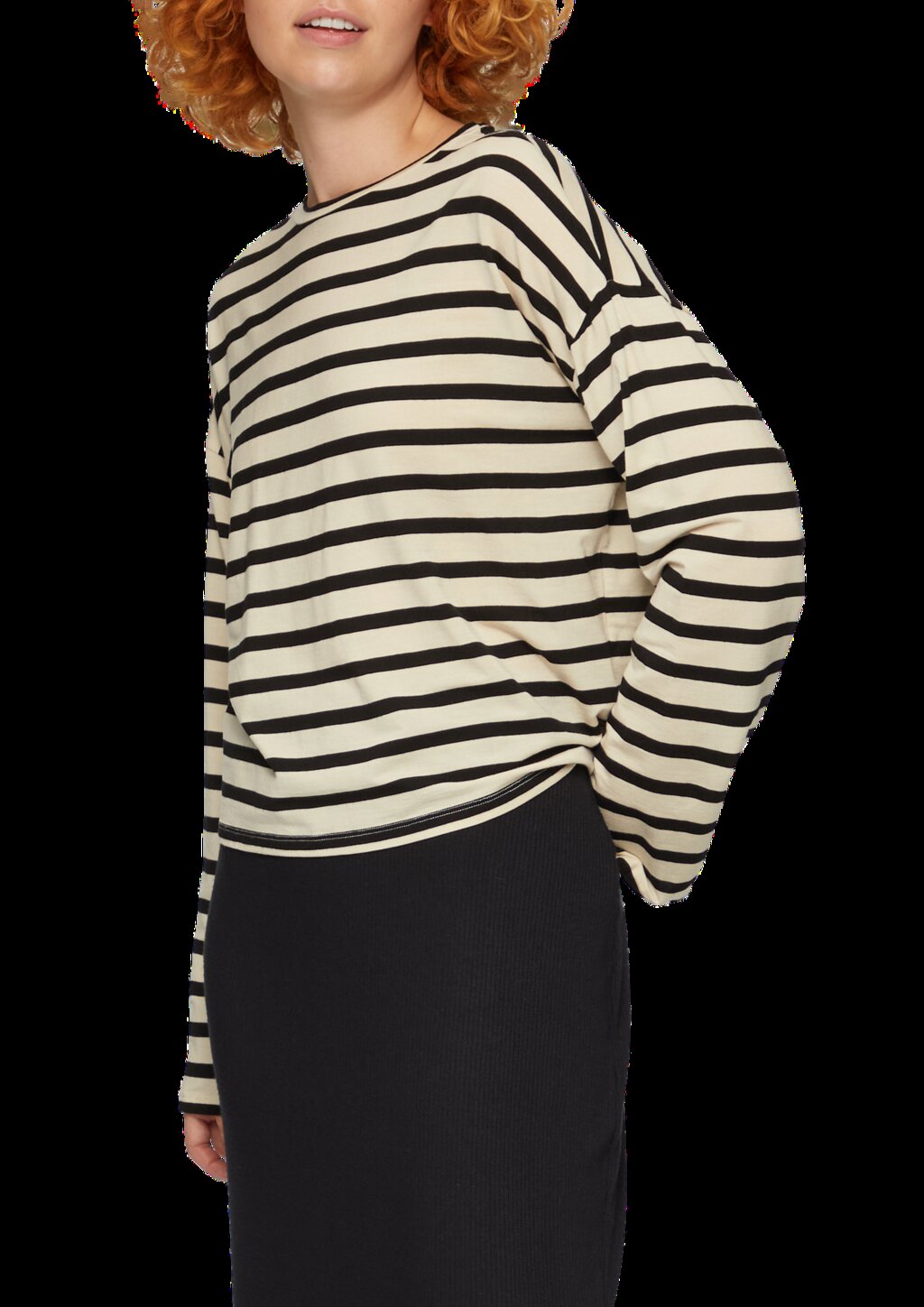 Gestreiftes Longsleeve aus Jersey mit weitem Arm