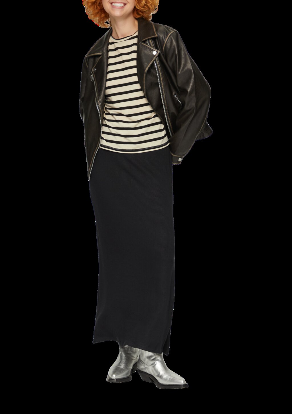 Gestreiftes Longsleeve aus Jersey mit weitem Arm