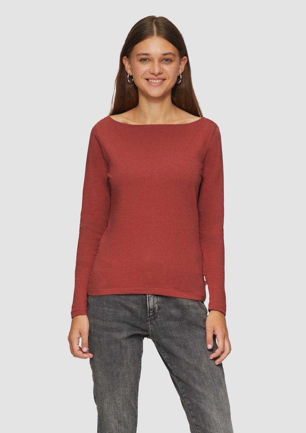 Baumwollshirt mit U-Boot-Ausschnitt