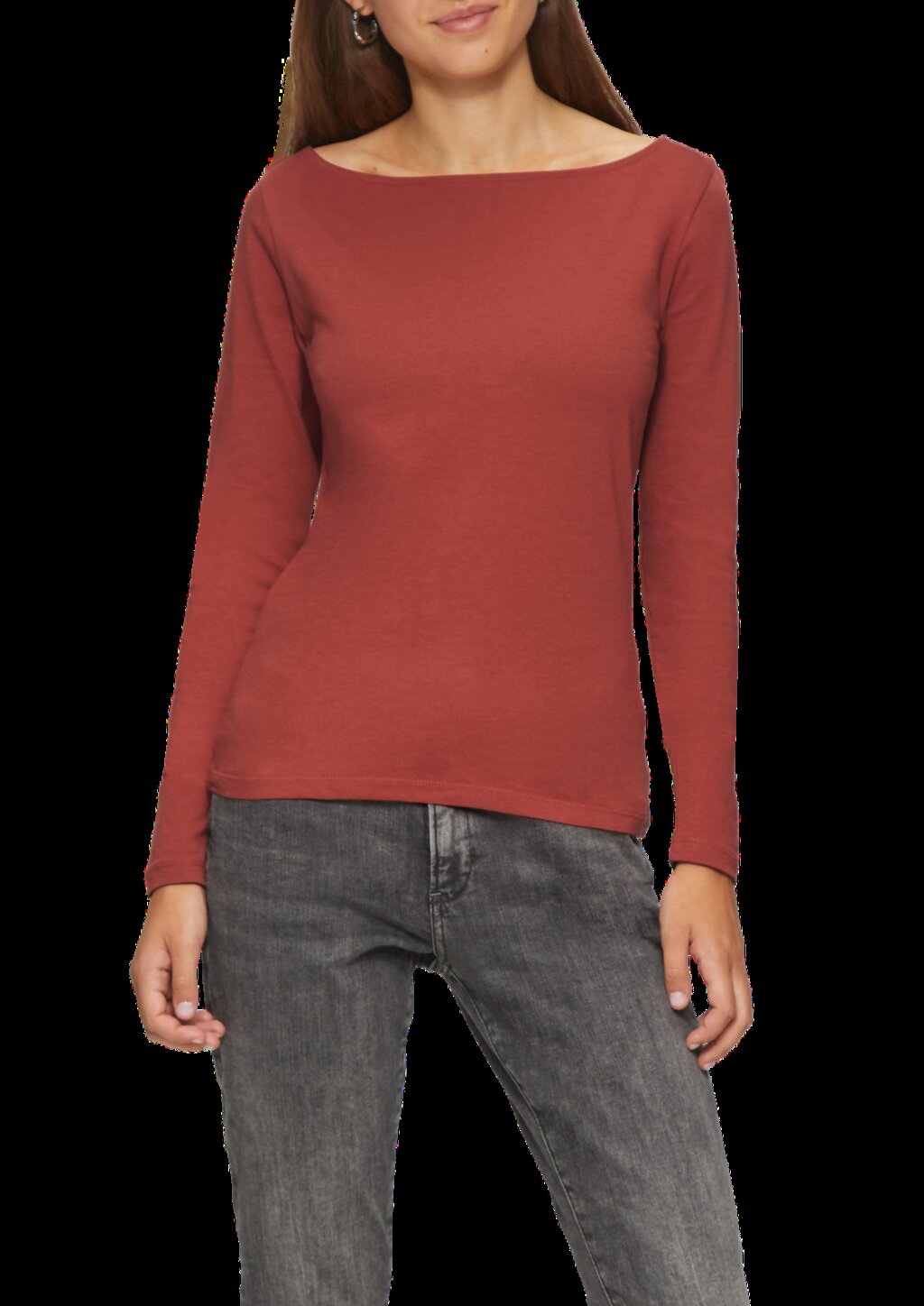 Baumwollshirt mit U-Boot-Ausschnitt