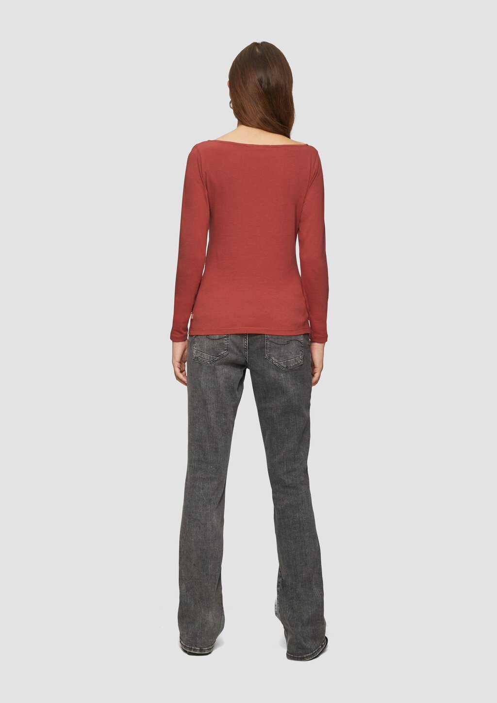 Baumwollshirt mit U-Boot-Ausschnitt