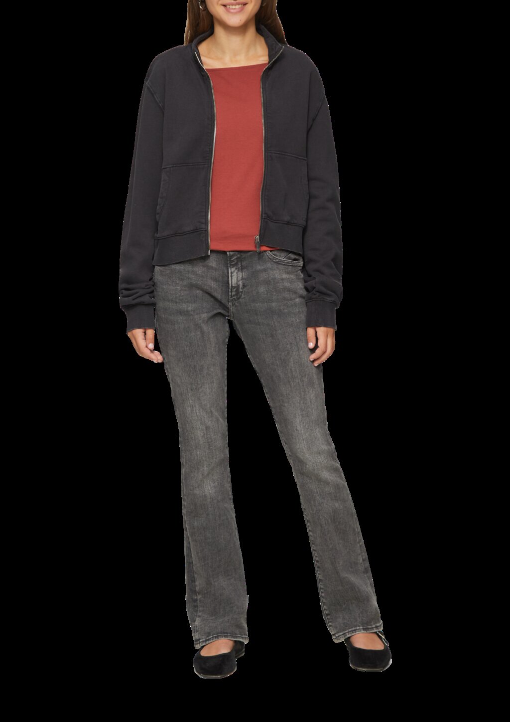 Baumwollshirt mit U-Boot-Ausschnitt