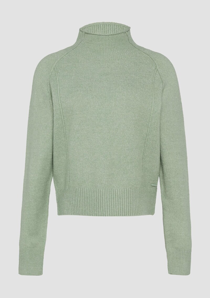 Melierter Strickpullover mit Stehkragen