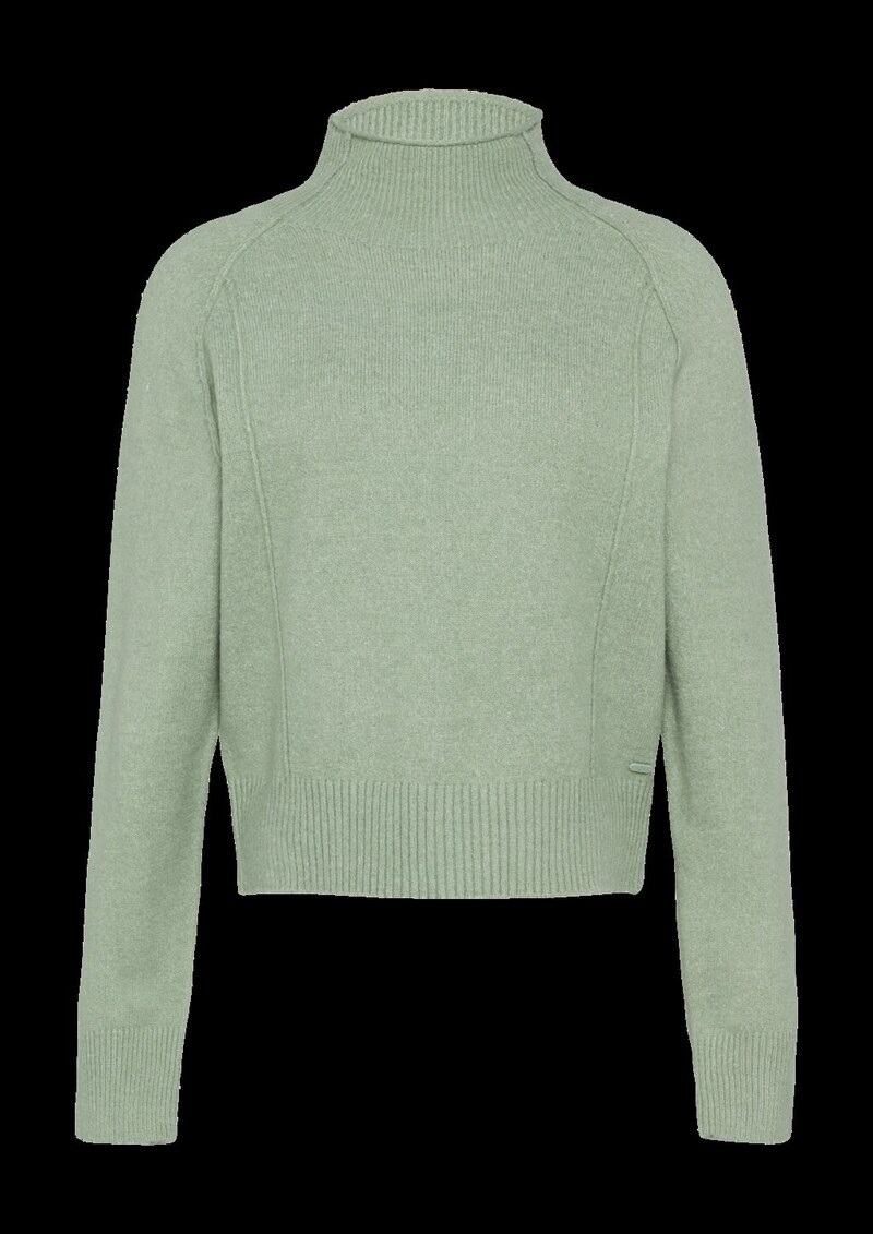 Melierter Strickpullover mit Stehkragen