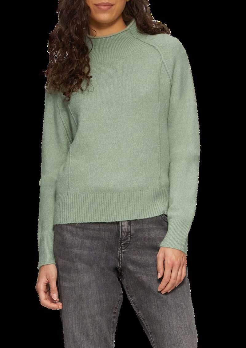 Melierter Strickpullover mit Stehkragen