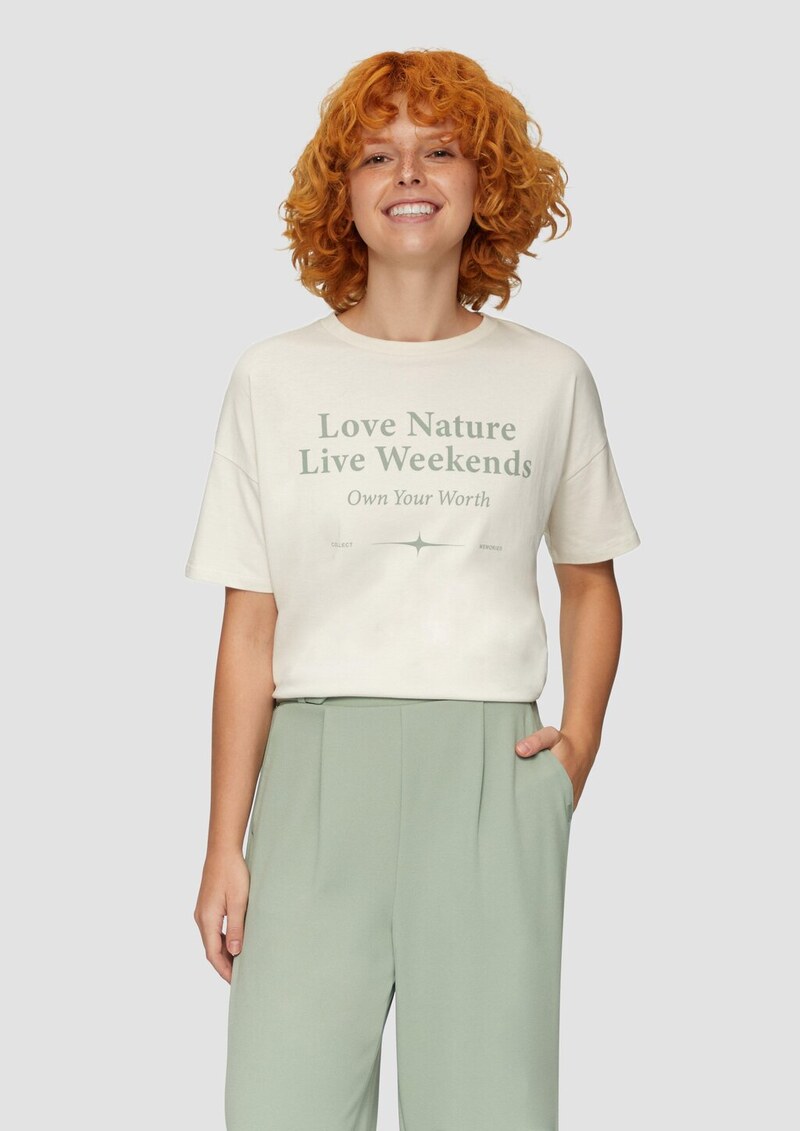 Verkürztes Baumwollshirt mit Frontprint