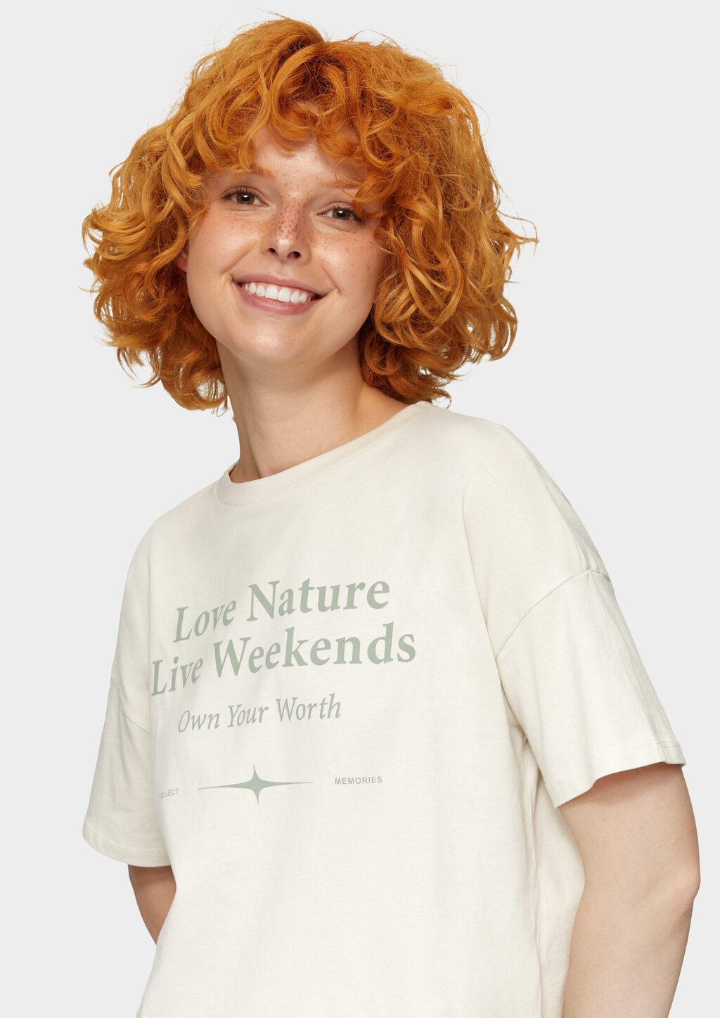 Verkürztes Baumwollshirt mit Frontprint