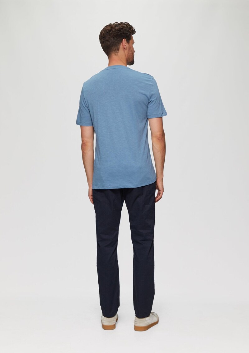 Printshirt aus Baumwolle mit Flammgarnstruktur