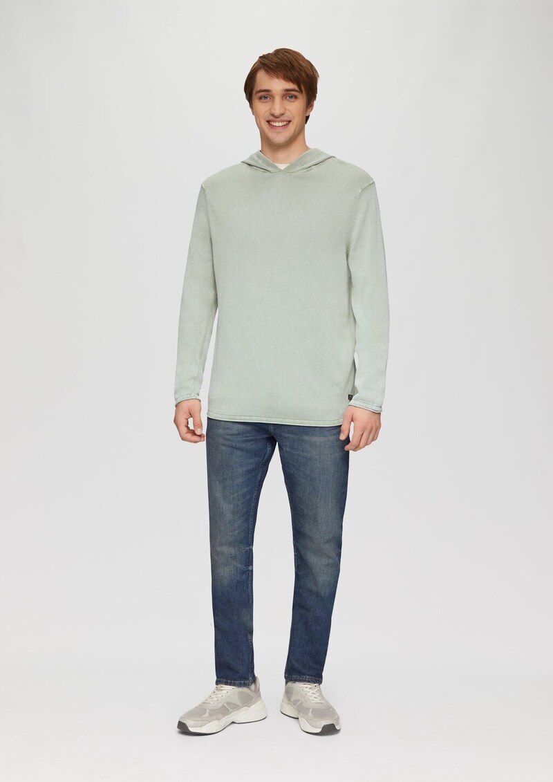 Kapuzenpullover aus Feinstrick in gewaschener Optik