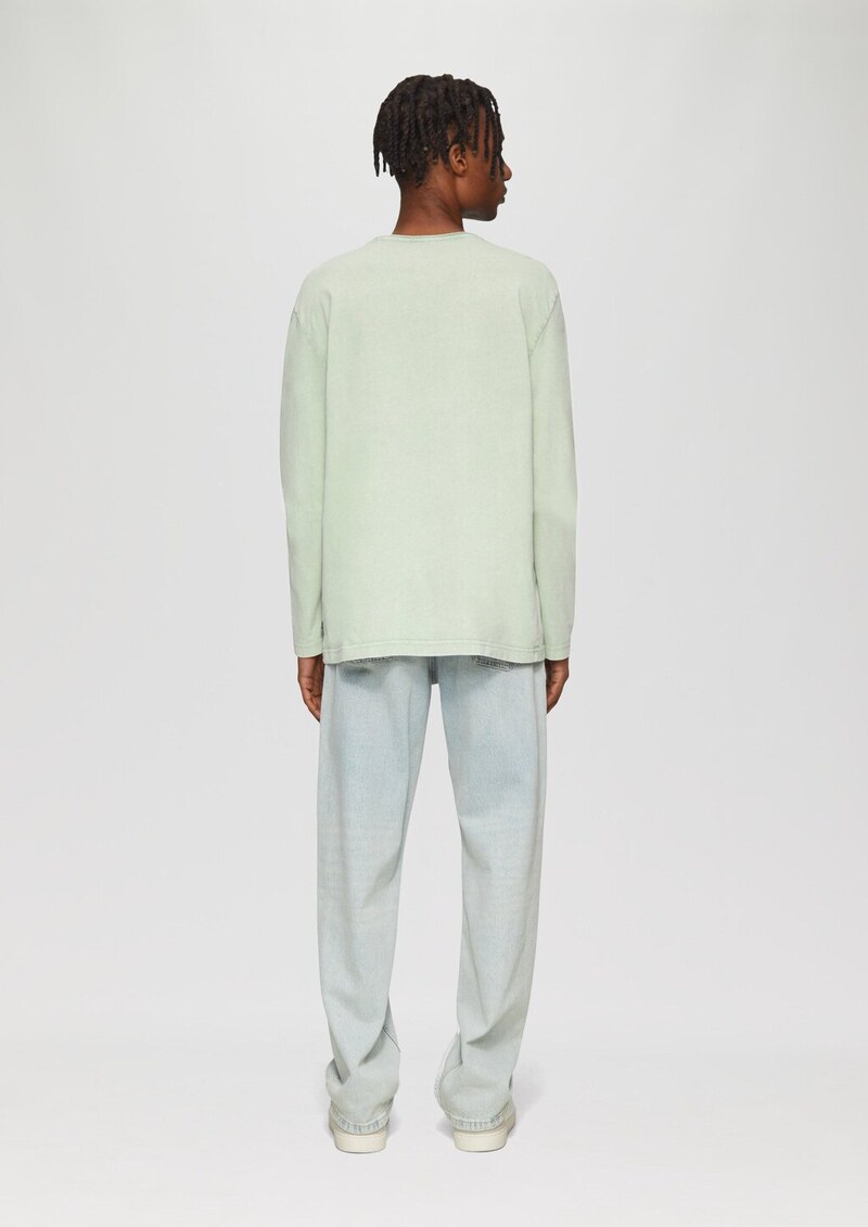 Gewaschenes Longsleeve mit Rollkante