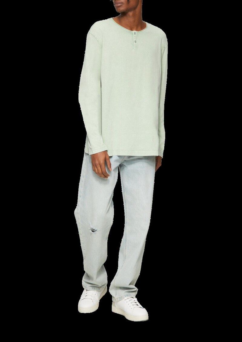 Gewaschenes Longsleeve mit Rollkante