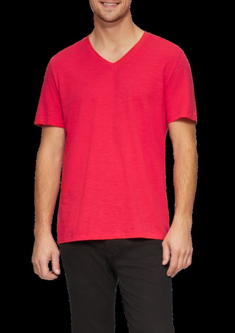 Baumwollshirt mit V-Ausschnitt und Flammgarnstruktur