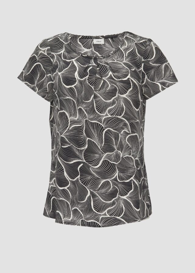 Fein gemusterte Bluse mit Raffungen