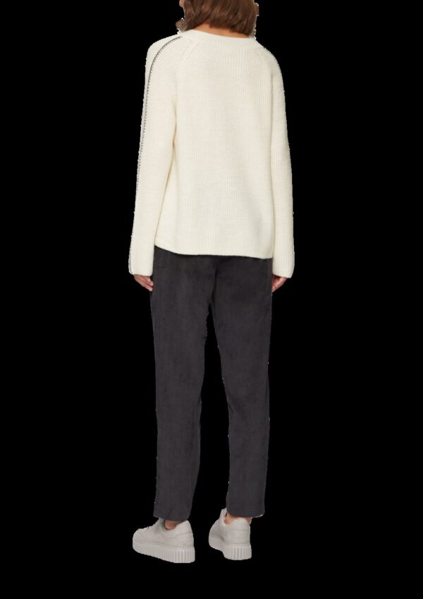 Strickpullover mit V-Ausschnitt und Kontrast-Details