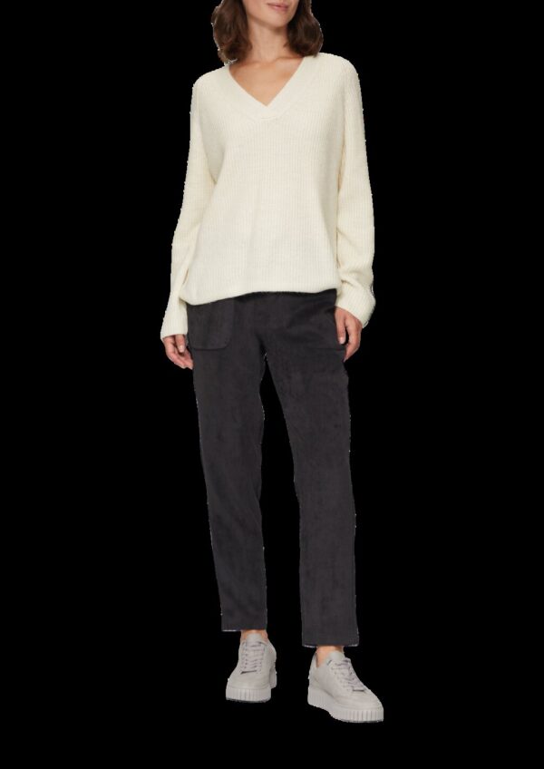 Strickpullover mit V-Ausschnitt und Kontrast-Details