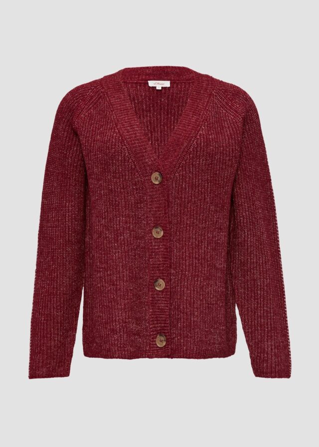 Strickjacke aus Wollmix mit Kontrast-Details