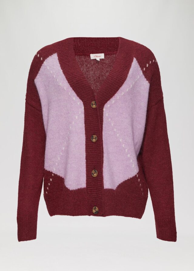 Oversized Wollmix-Strickjacke mit Argyle-Muster