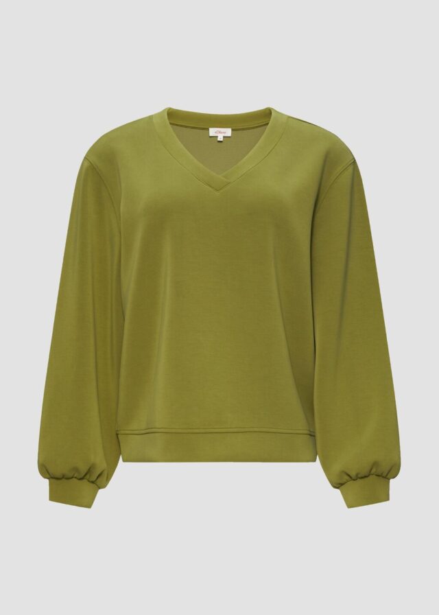 Scuba-Sweatshirt mit V-Ausschnitt