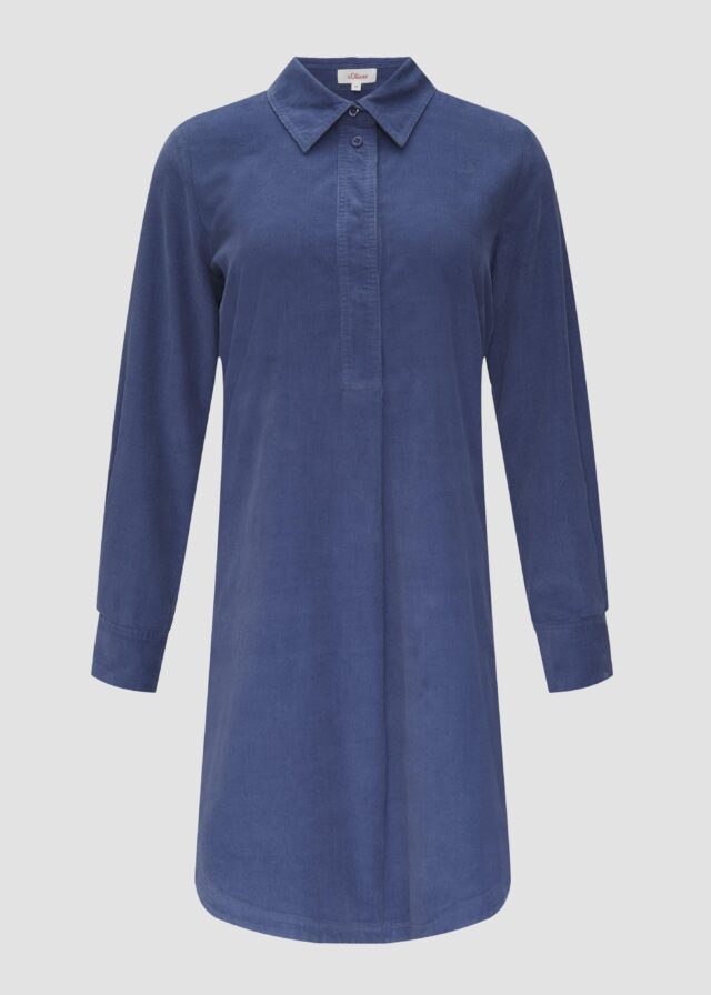 Hemdblusenkleid aus Feincord mit seitlichen Eingrifftaschen