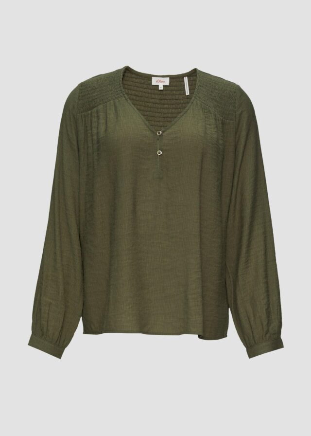 Strukturierte Bluse aus Viskosemix mit Smok Details