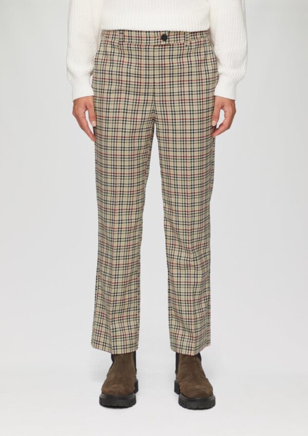 Verkürzte Karohose mit ausgestelltem Saum