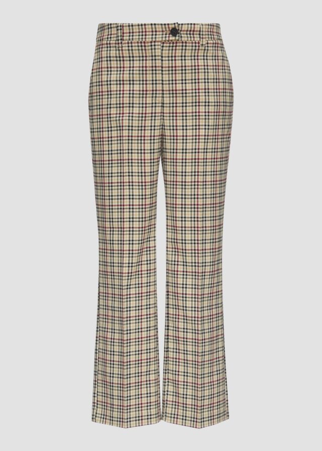 Verkürzte Karohose mit ausgestelltem Saum