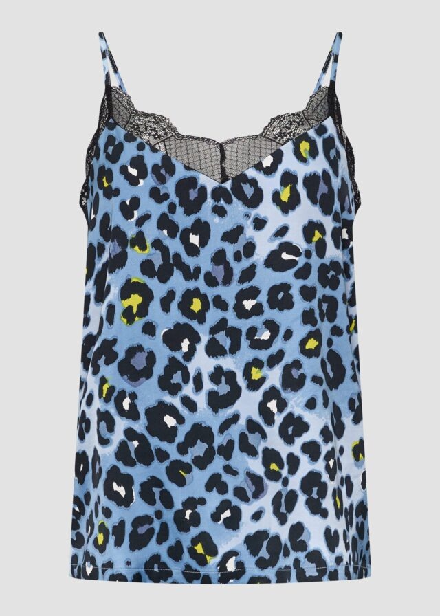 Satintop mit Spitzen-Besatz