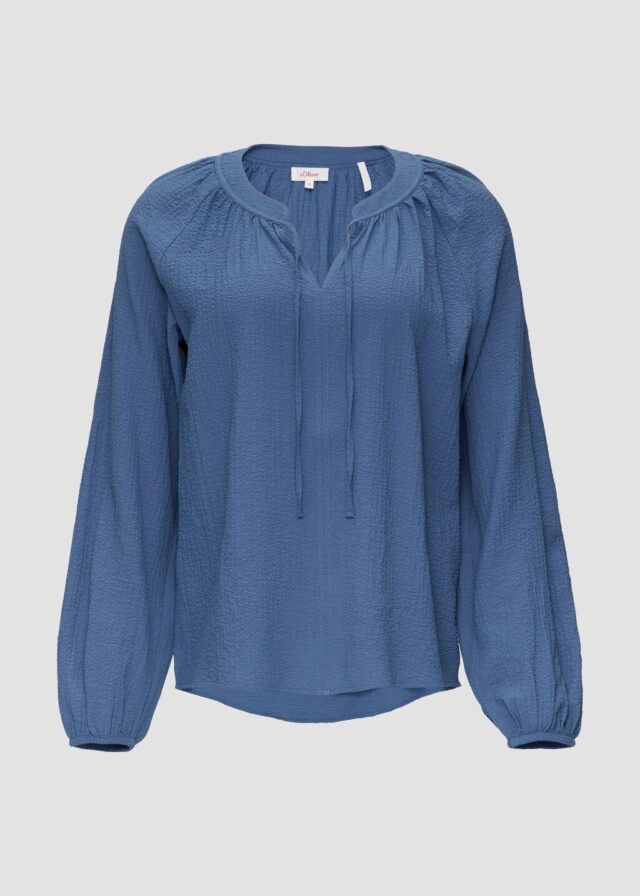 Strukturierte Bluse mit Raffdetails
