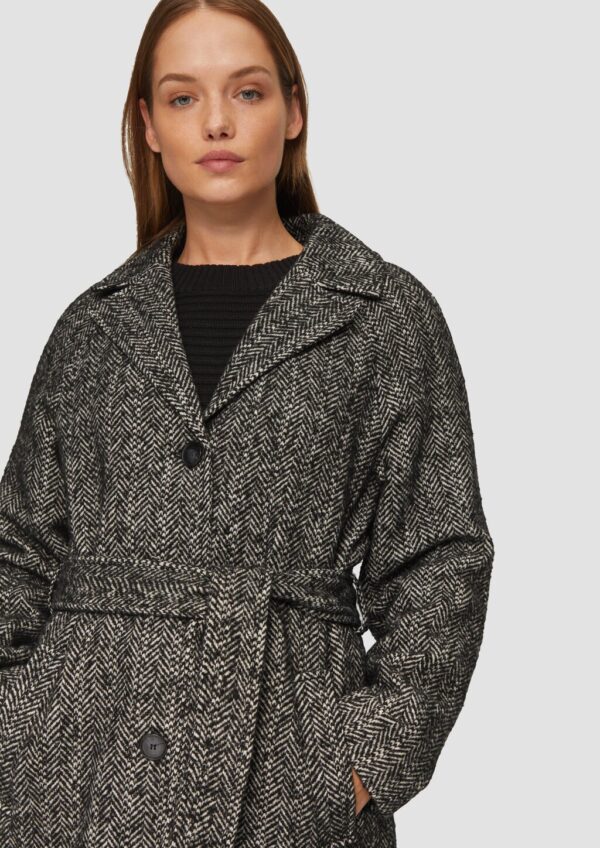 Wollmix-Mantel mit Bindegürtel