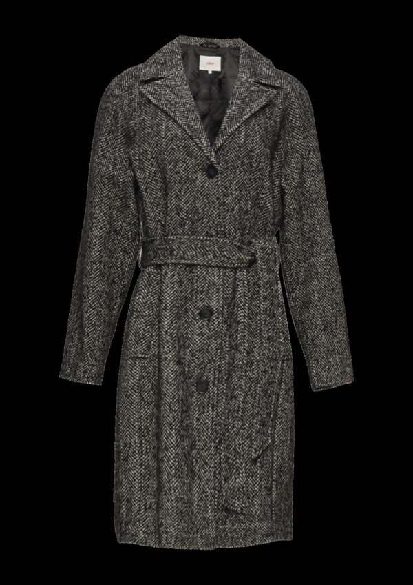 Wollmix-Mantel mit Bindegürtel
