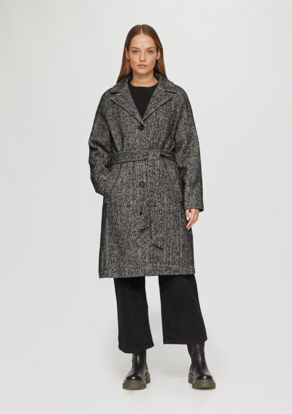Wollmix-Mantel mit Bindegürtel