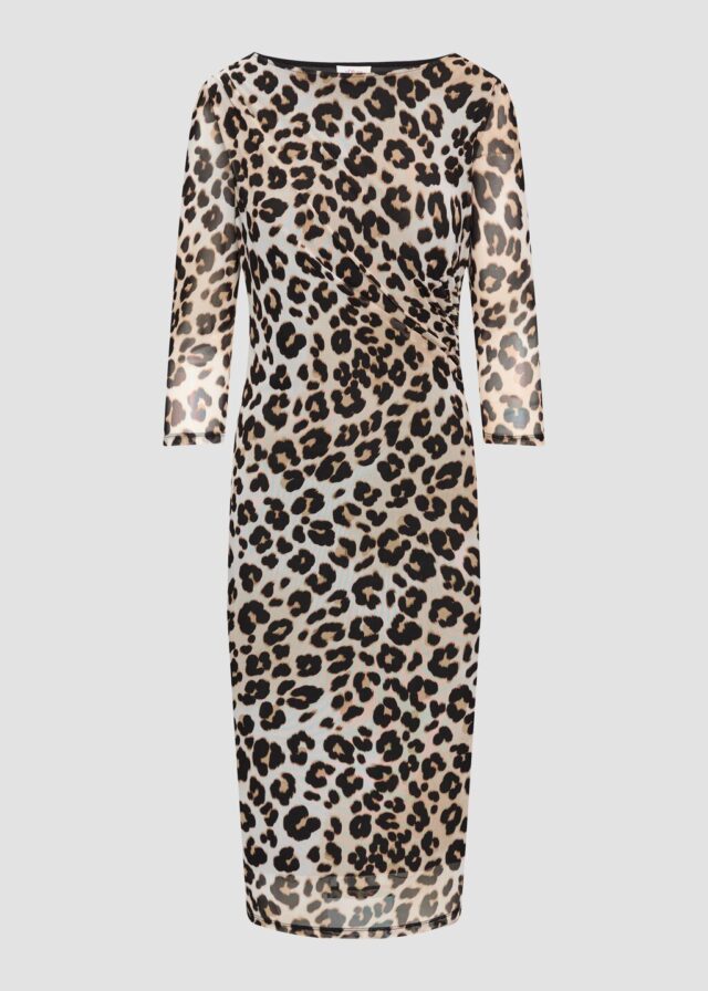 Gemustertes Mesh-Kleid im Slim Fit